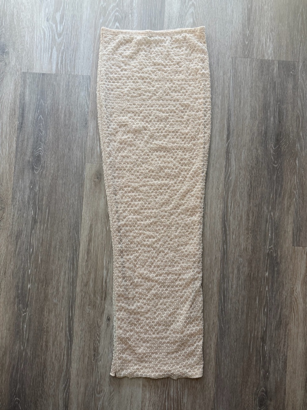 naked wardrobe Cream Sheer Textured Maxi Pencil Skirt